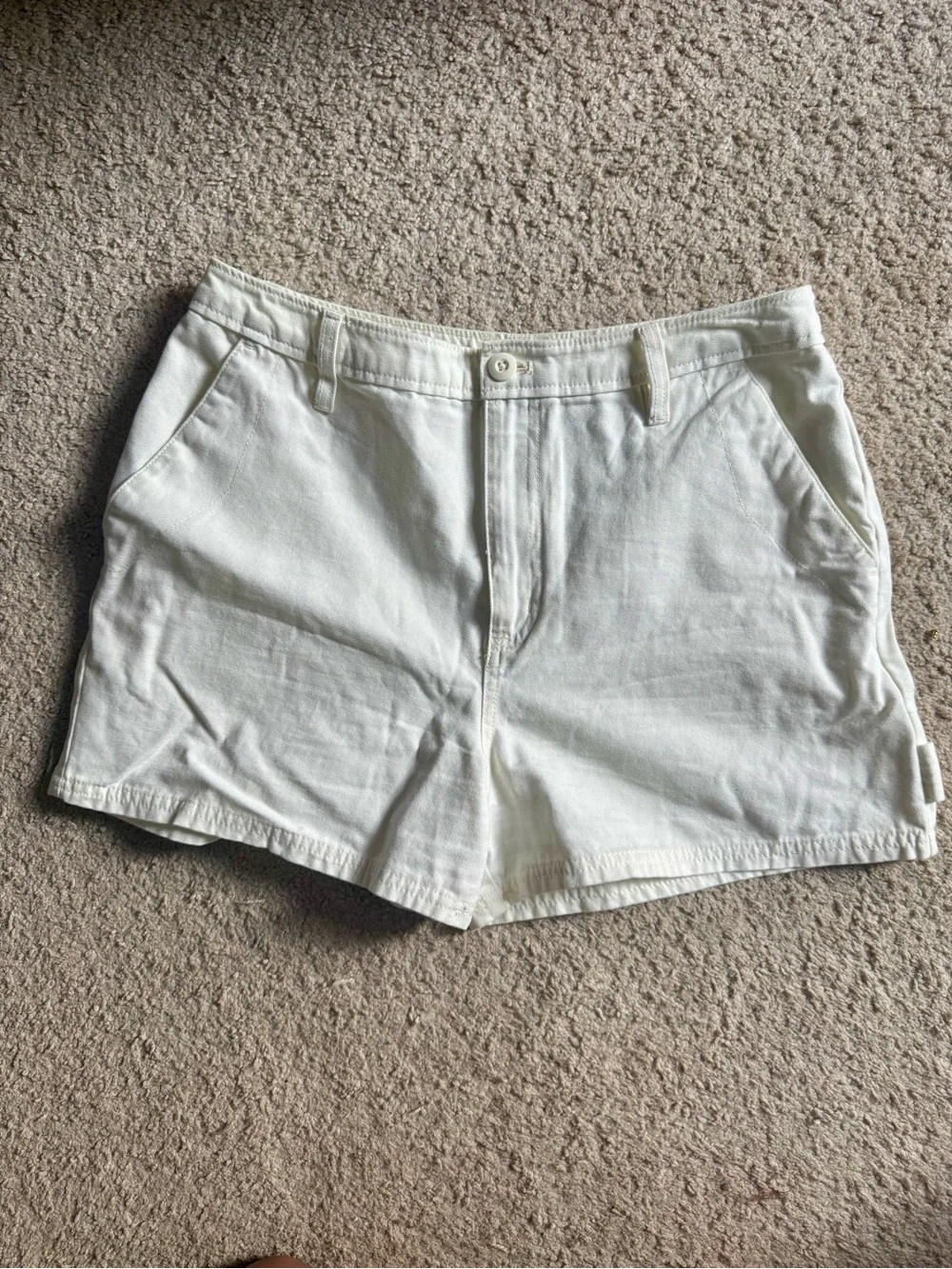 Vans Cream/White Jean Shorts with Back Patch Pocket - Picture 2 of 5